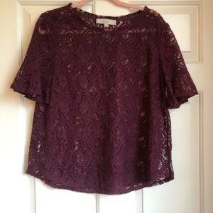 LOFT Lace Burgundy Blouse